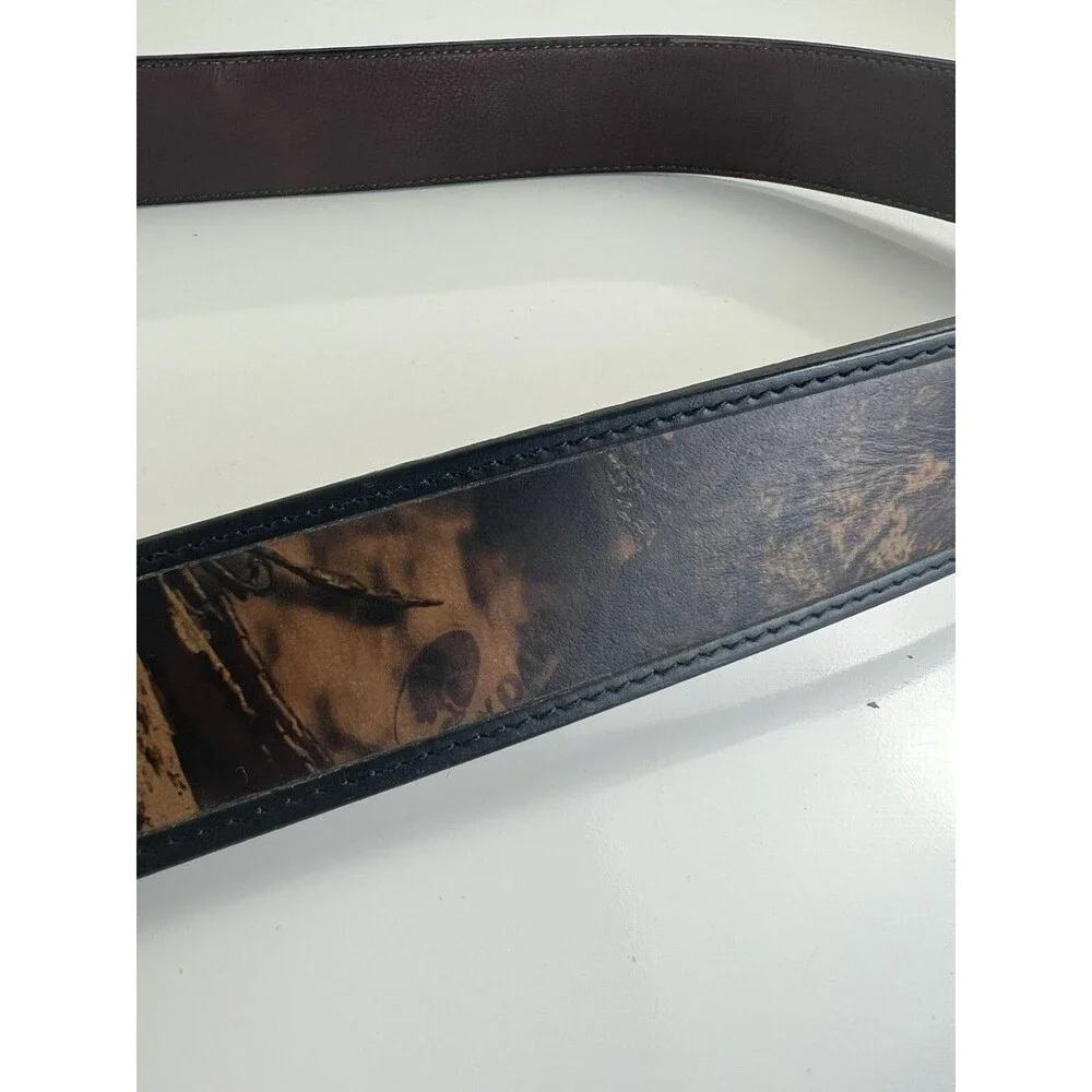 Mossy Oak Camouflage Brown 1705 Camo Genuine Leather Men’s Sz 38 Reversible Belt